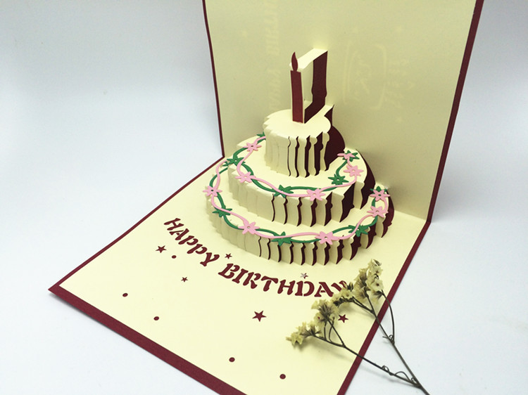 创意生日立体贺卡公司员工生日祝福贺卡定制厂家批发生日蛋糕卡片