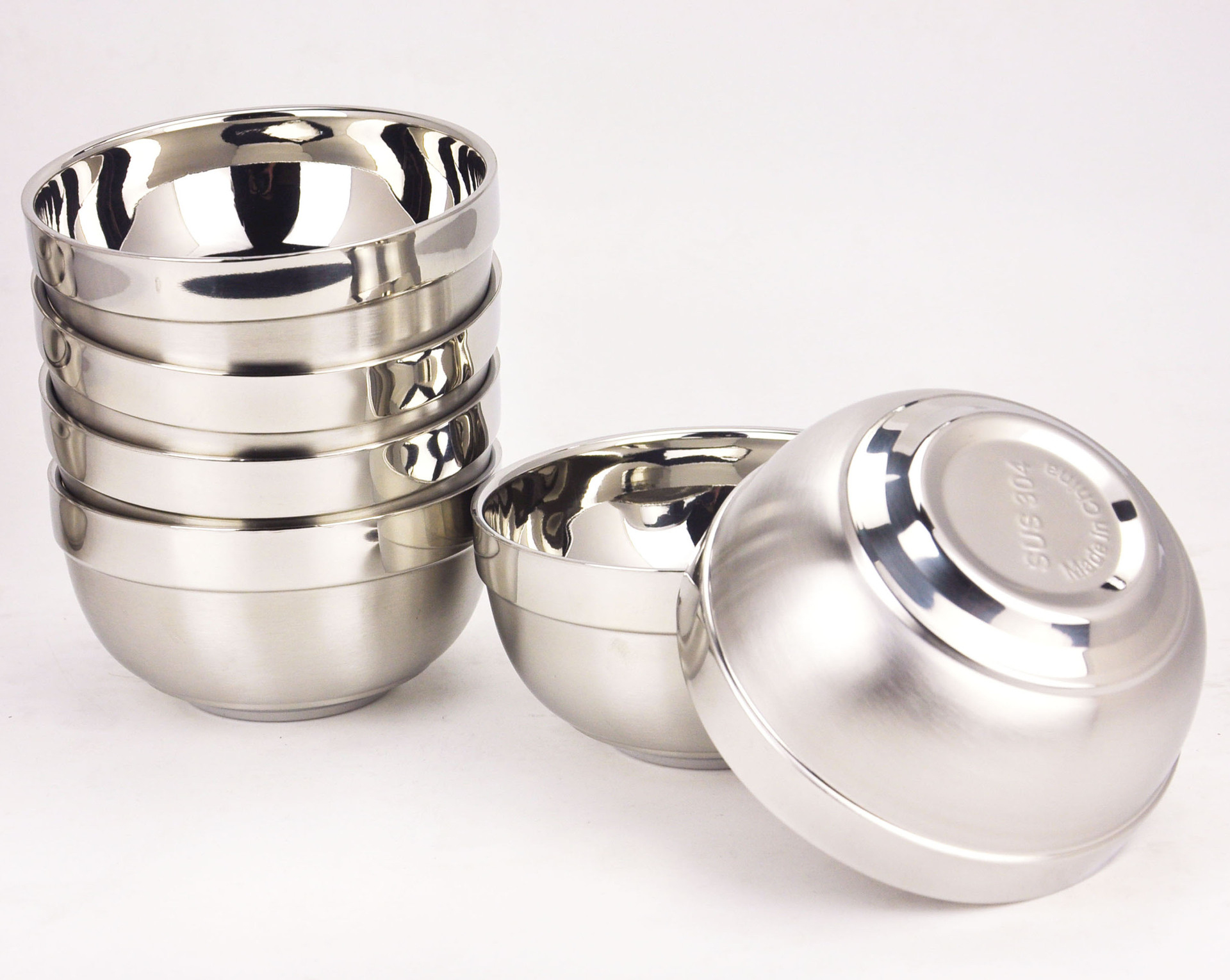 厂家批发304不锈钢碗双层隔热碗韩式防烫隔热白金碗食堂工地专用