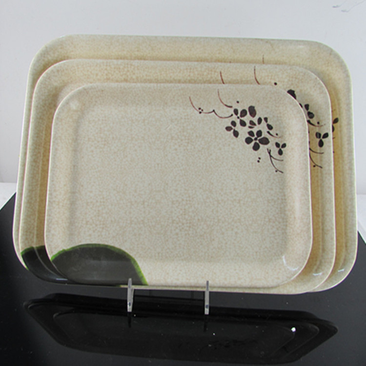 青荷仿瓷餐具密胺长方形塑料客房盘面包蛋糕盘子食物端菜快餐托盘