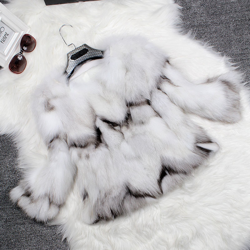 新款秋冬女士外套 韩版进口芬兰狐狸腿毛时尚修身短款皮草控