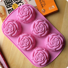 烘焙模具6连玫瑰硅胶蛋糕模具 硅胶布丁果冻模具肥皂模月饼模具