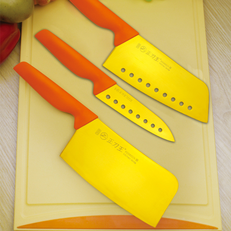 首页 厨品 厨具 厨用刀 >厂家直销厨用刀 钛金刀三件套 金门菜刀