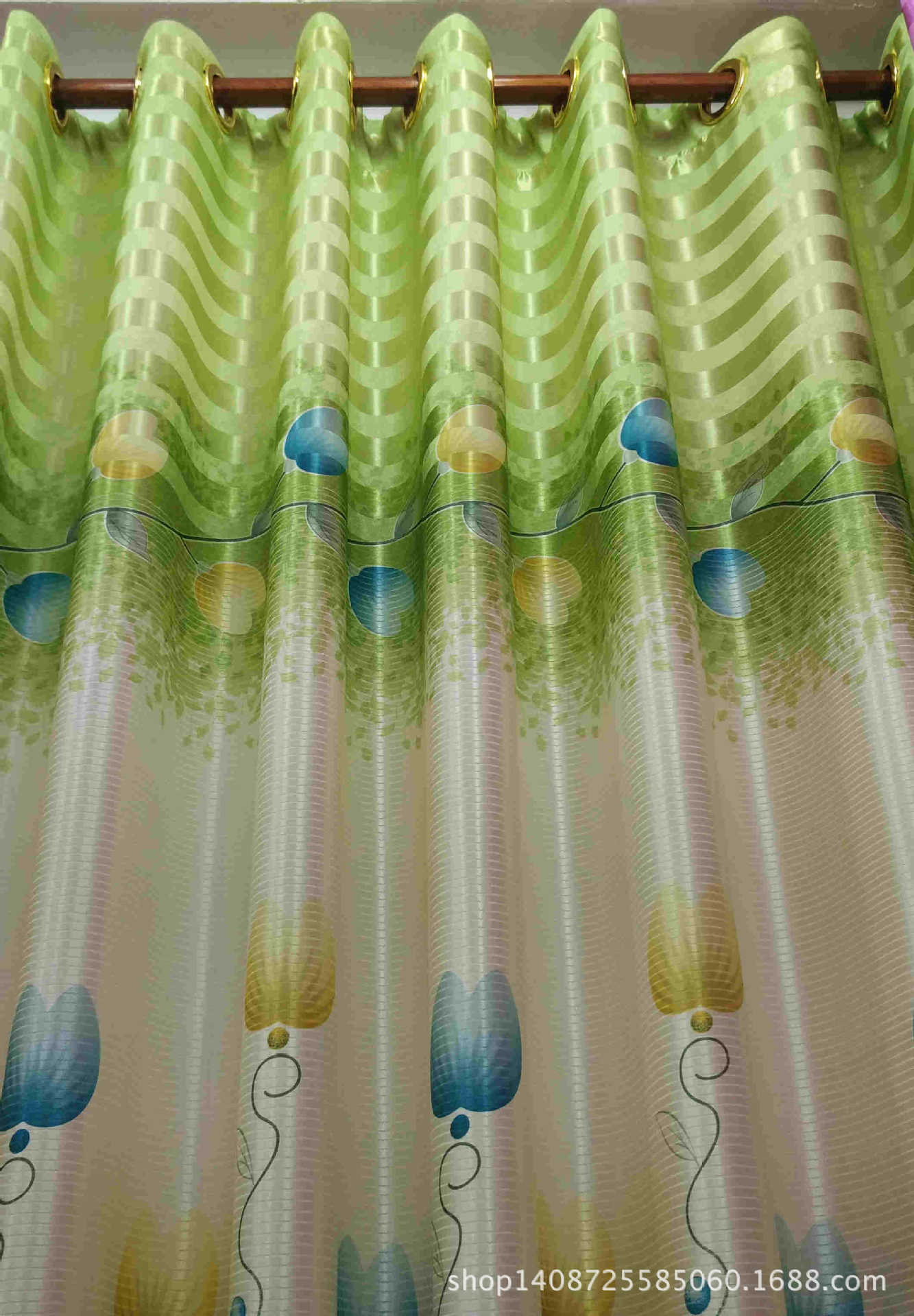 2015绍兴酒杯抽象花半遮光两米八高单双面印花窗帘布厂家直.