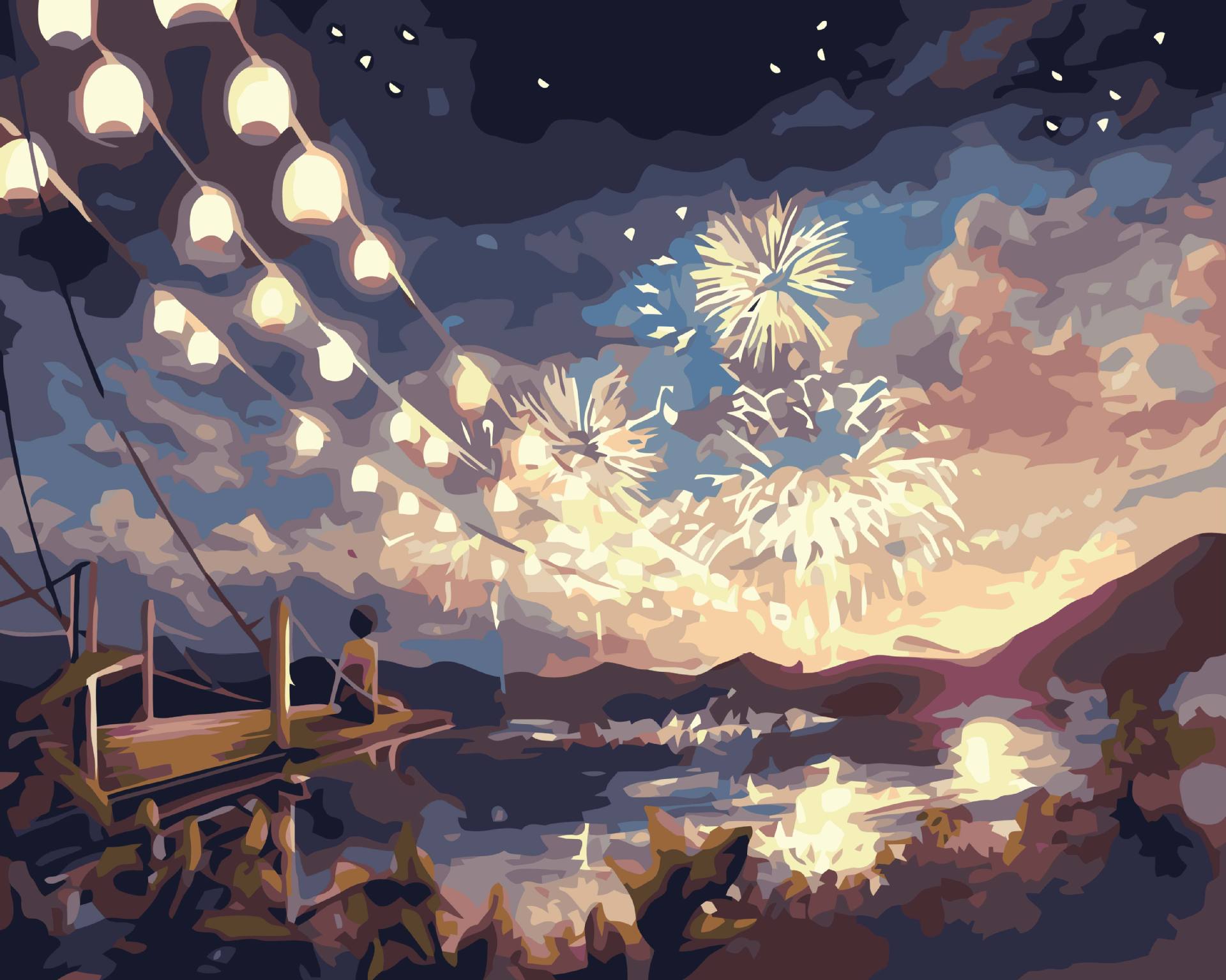 diy数字油画批发 手绘客厅风景装饰画 40*50 烟火季节