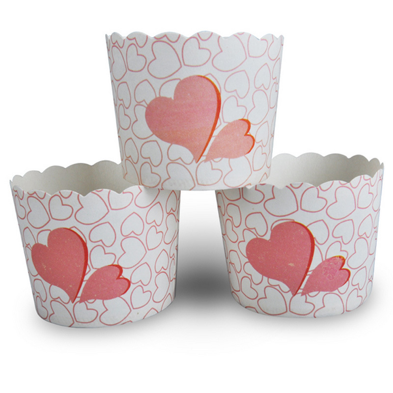 千团精工 烘培纸杯 高温杯/马芬杯/机制耐高温纸杯 爱心50个zb202