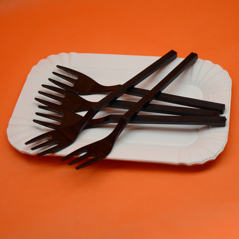 蛋糕房用品蛋糕盘叉组 长方形三齿叉套装 5盘5叉独立包装盘叉批发