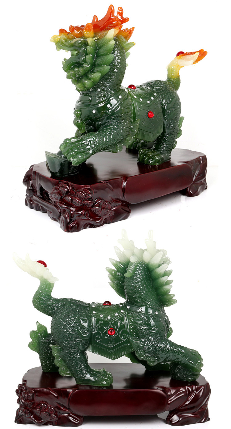 大招财玉麒麟摆件对 送子化煞镇宅辟邪 家居床头柜风水摆设装饰品