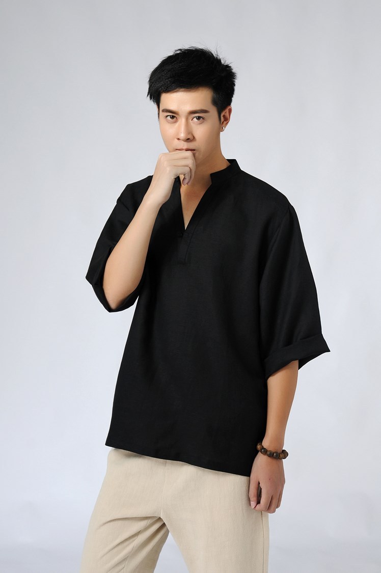 男居士服 七分袖男居士服 春夏季新款男居