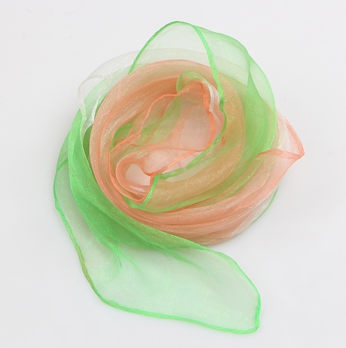 p糖果色小丝巾小纱巾百搭纯色渐变色丝巾雪纺发带巾广场舞蹈彩巾