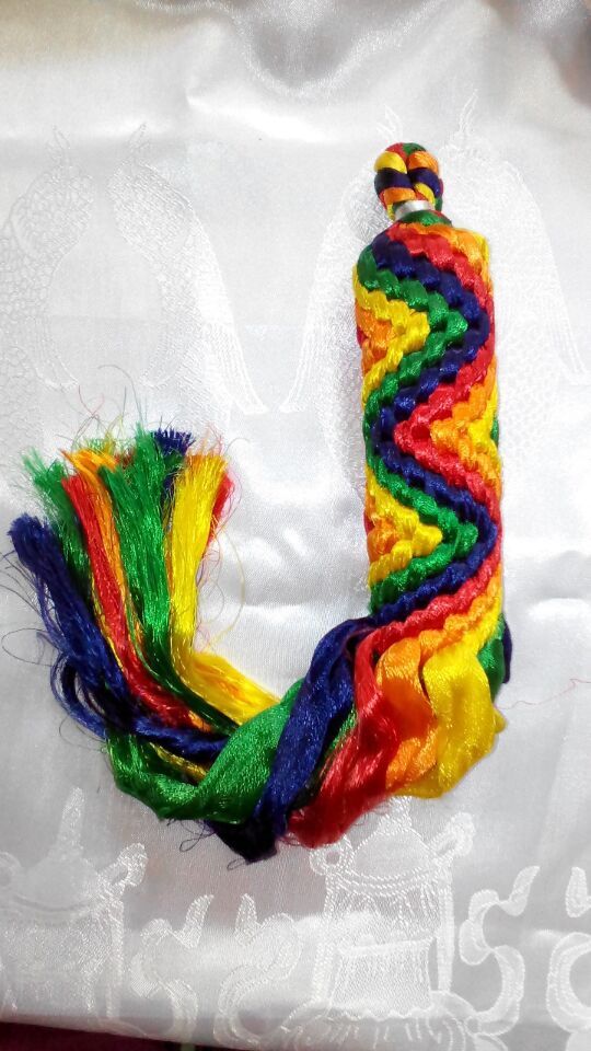 厂家直销藏式金刚结佛教金刚结哈达结五彩哈达手工编织哈达结中号