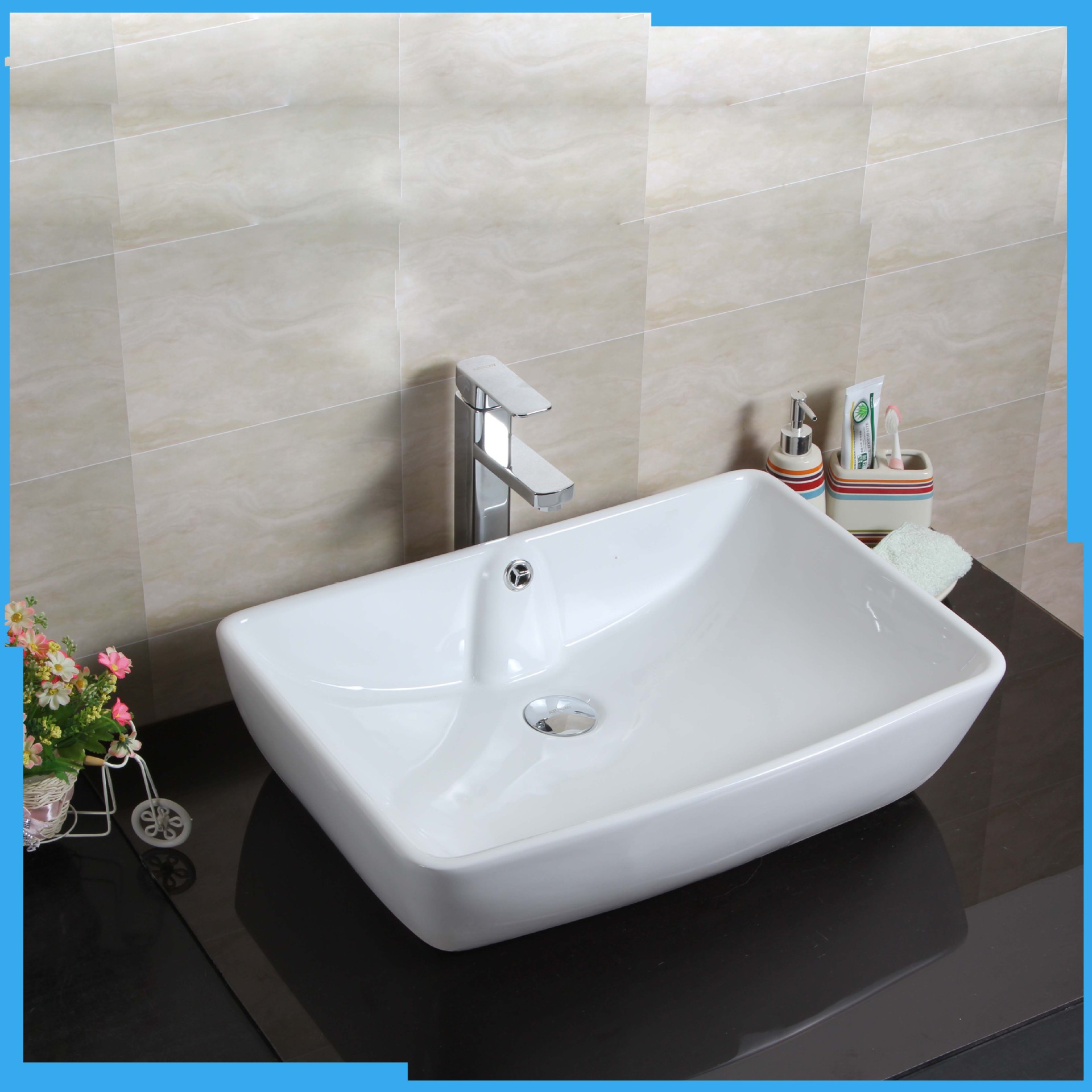 依佰格卫浴 釉面好有光泽 陶瓷洗手盆 实用台上盆