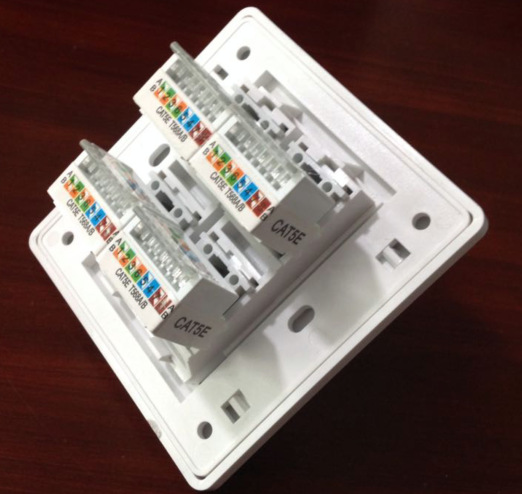 厂家86型四位网络插座面板免打线cat5e网线插座电脑面板含模块
