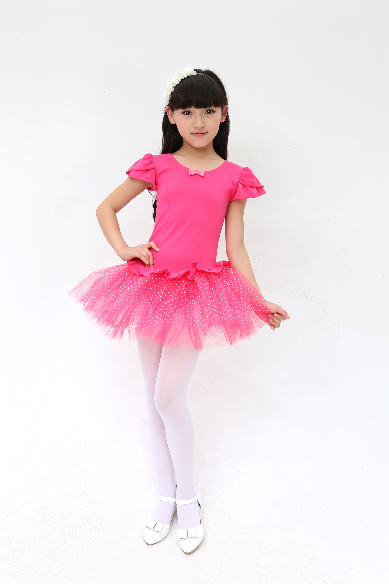 新品纯棉儿童舞蹈幼儿练功服 女童短袖芭蕾