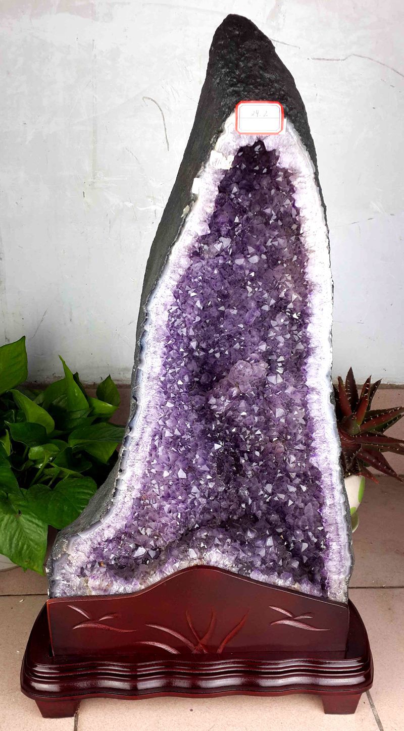 矿区天然紫水晶洞摆件 聚宝盆紫晶洞原石 居家办公风水晶装潢摆设