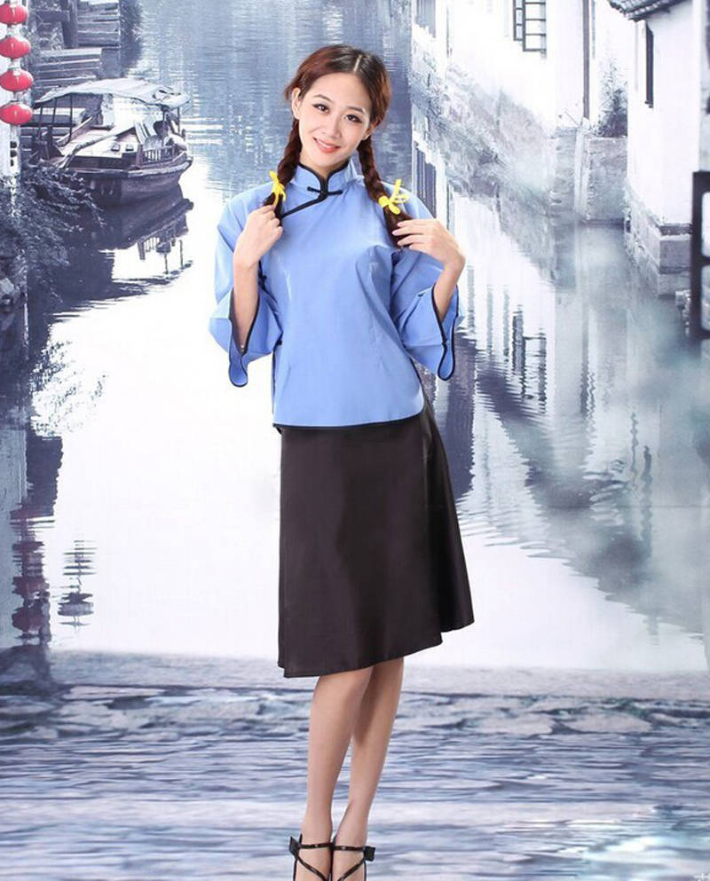 双层加厚民国立领修身中山装 毕业校服合唱话剧演出写真制服套装