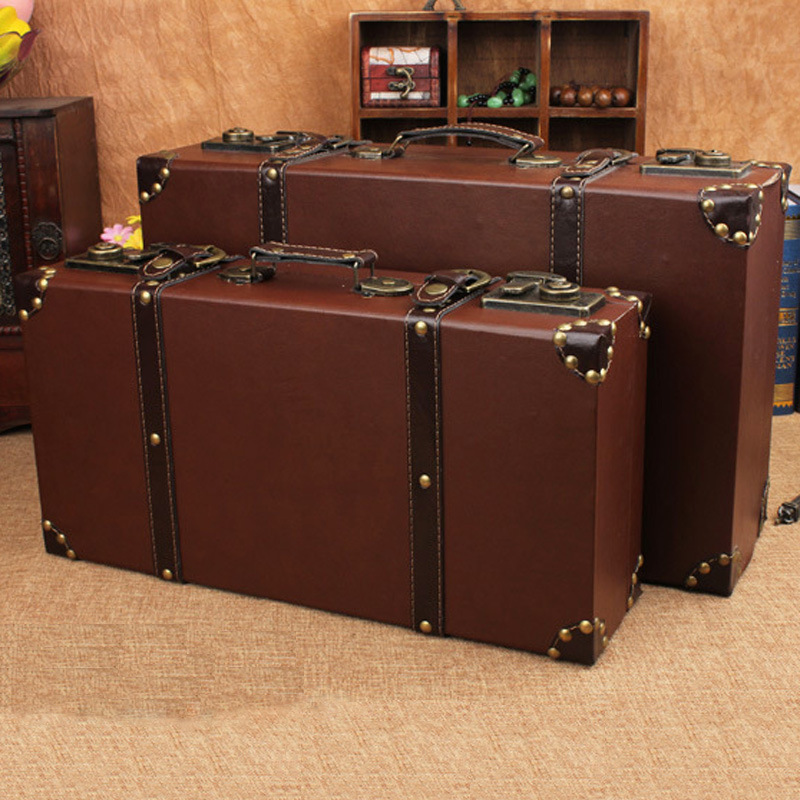 热卖英伦风皮箱复古手提木箱 仿古木头箱子橱窗装饰陈列拍摄道具