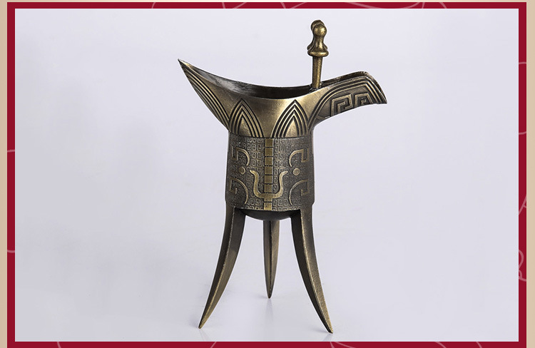 【厂家直供】锌合金压铸古铜秦始皇三脚杯三角酒杯低价批发定制