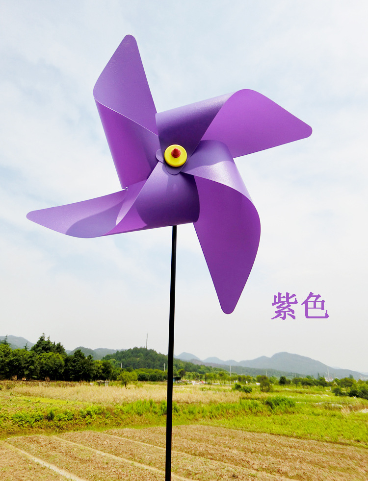 风车批发塑料48cm四叶风车儿童玩具户外装饰四角大风车(7色混)