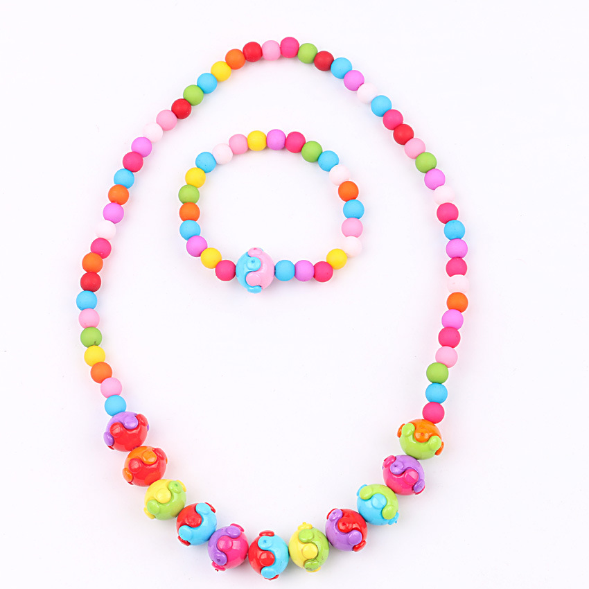 新款儿童串珠南瓜项链 串珠手链 两套装 小孩配饰 网店货源