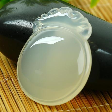 天然玉石平安镜玉坠 男女款冰透玉髓挂件玉石玉器吊坠