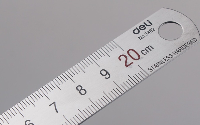 得力8462金属尺子20厘米钢直尺20cm不锈钢尺子全金属木工尺文具尺