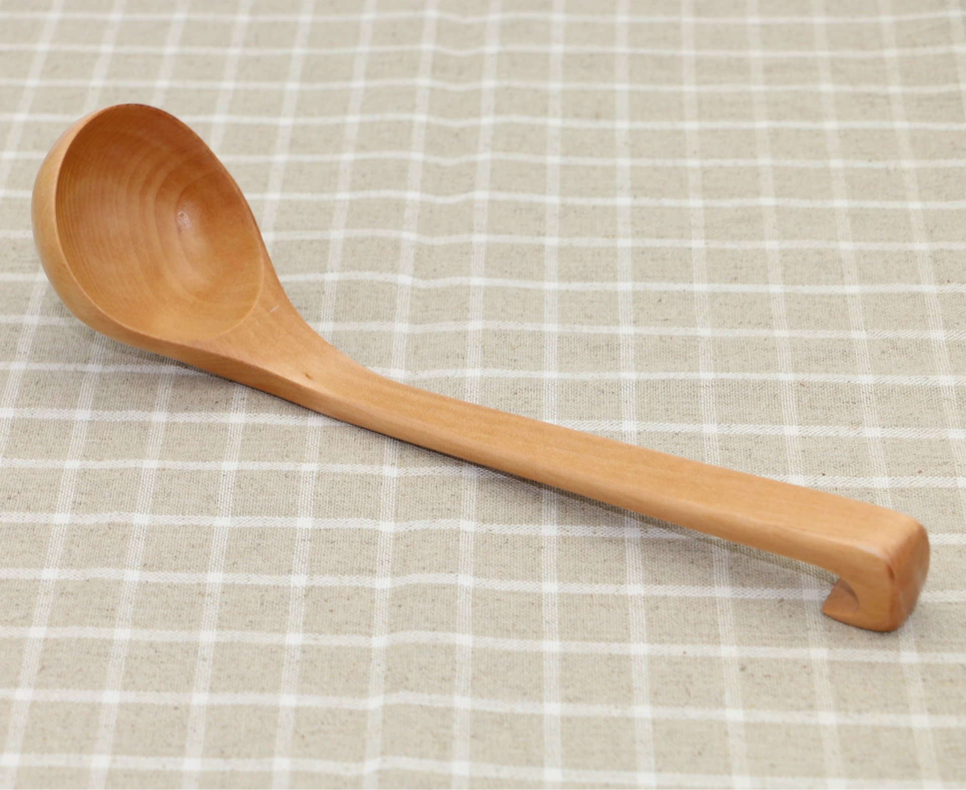 外贸原木本色带钩大汤勺子大号油勺木粥勺