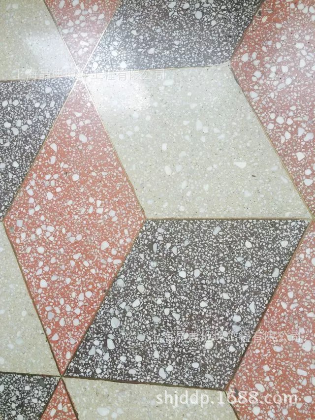 彩色diy水磨石地面图案拼花施工彩色中高端水磨石地坪造型设计