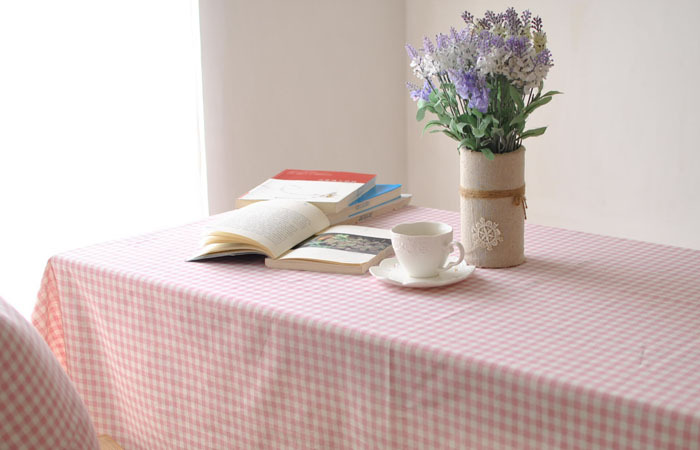 厂家供应韩式复古粉色格子小清新餐桌布 书桌盖布 布艺批发多尺寸