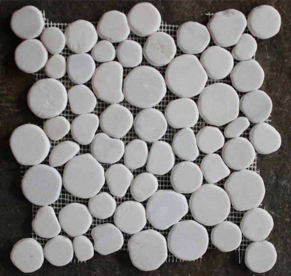 青灰色板岩人造机制圆形马赛克 铺地鹅卵石