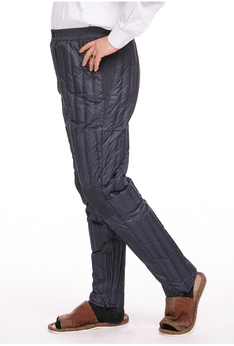 南极人中老年羽绒裤男士休闲加厚大码长裤中年内穿直筒白鸭绒裤