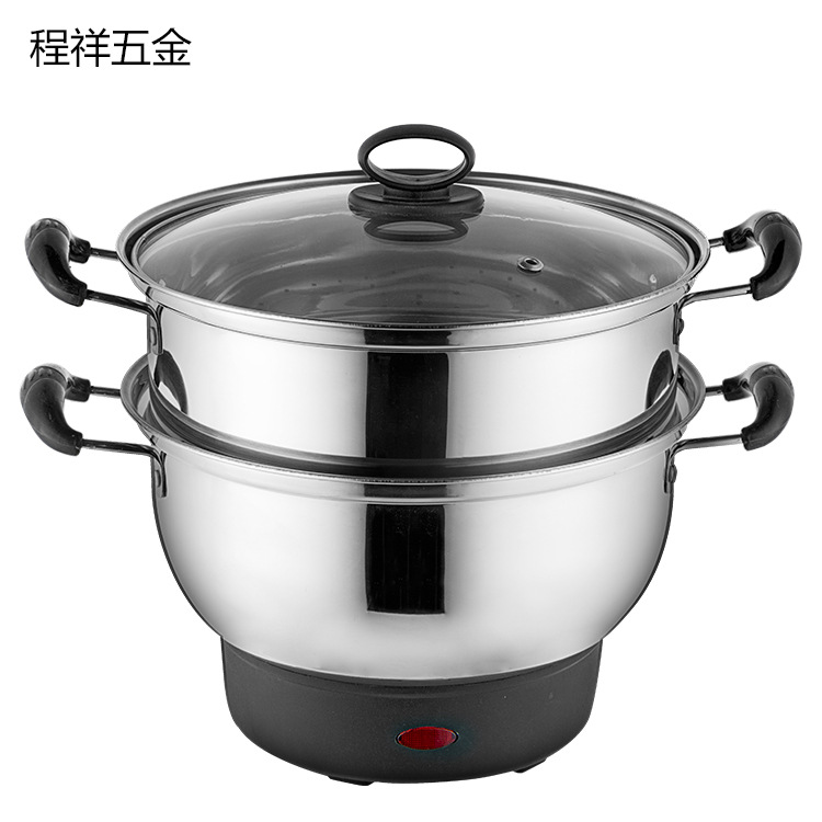 厂家直销不锈钢多功能电热锅 分体式电火锅大容量煮面锅双层26cm