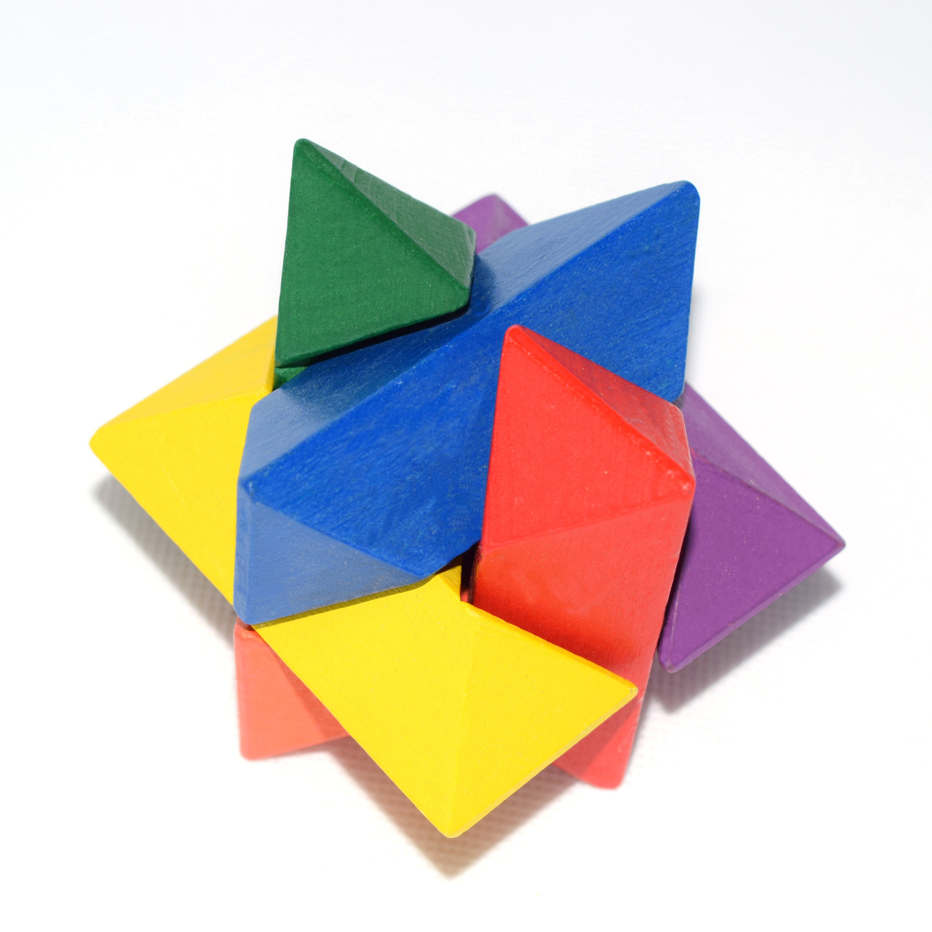 彩色菱角八角孔明鲁班锁地摊热卖益智木制解