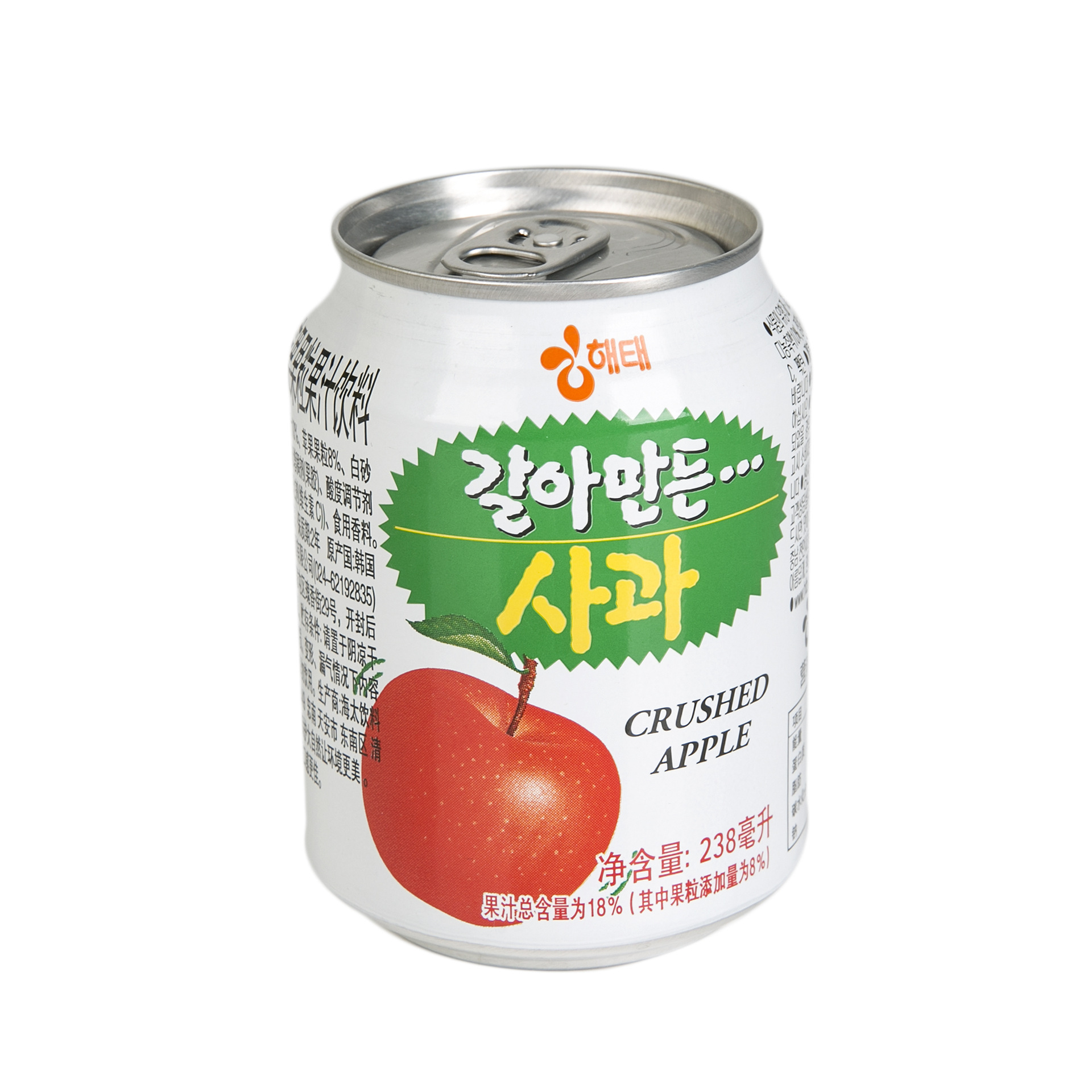 韩国进口原装饮料海太苹果粒汁238ml*12*6