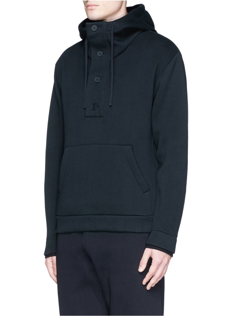 个人订制连兜帽抽绳半开襟混棉连帽卫衣b v