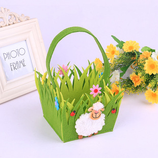 热卖3毫米无纺布春天系列提蓝 环保创意迷你型毛毡工艺品篮子批发