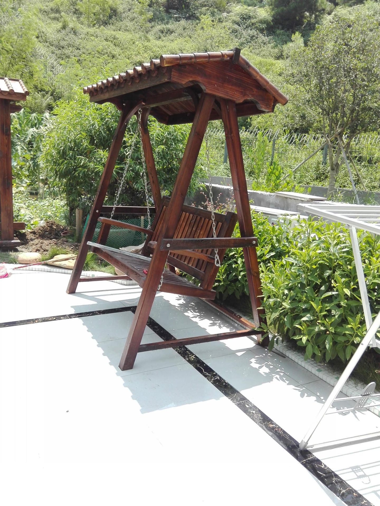 防腐碳化木秋千 双人椅秋千 公园庭院,私家花园专业户外用