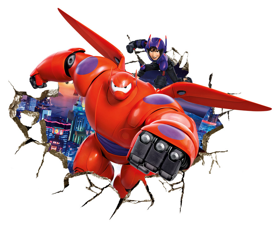 3009 3d穿墙盔甲大白baymax墙