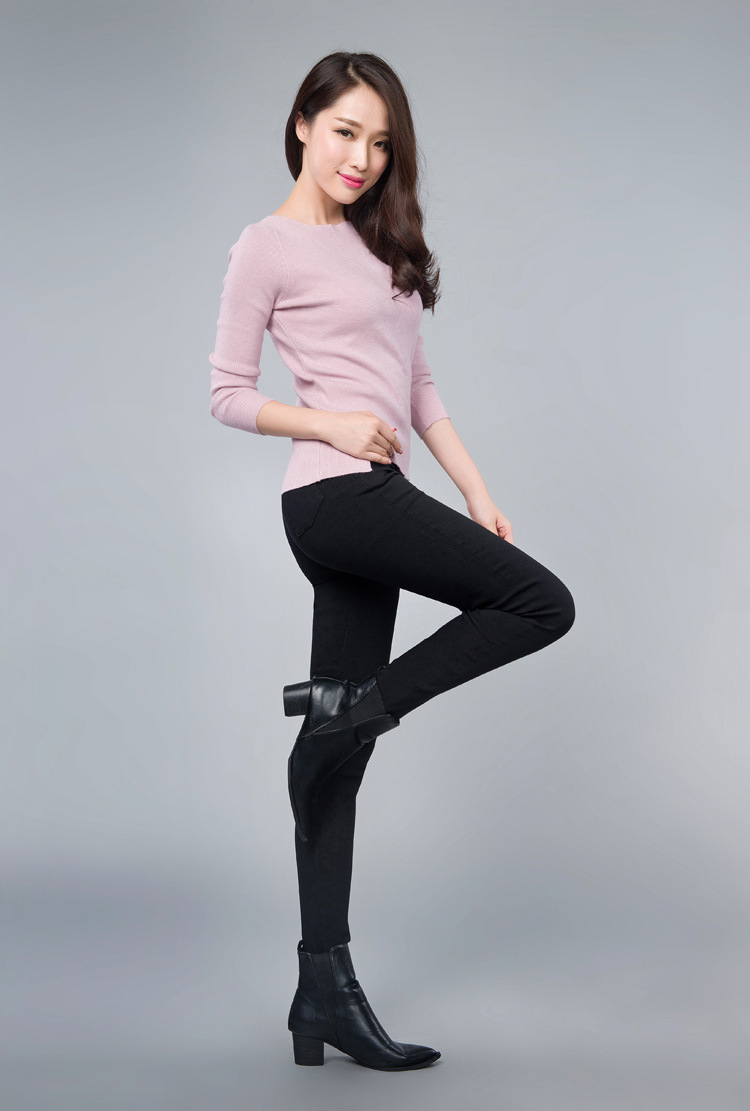 2016弹力修身小脚裤女九分长裤高腰黑色女士外穿打底裤薄款松紧腰