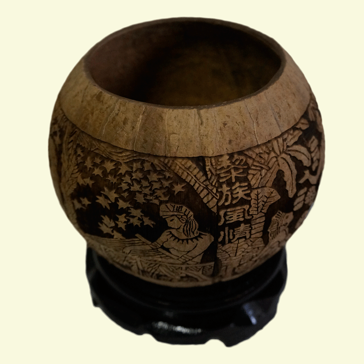 批特色东南亚海南特产椰壳椰雕画黎族风储物罐工艺品 生节日礼物