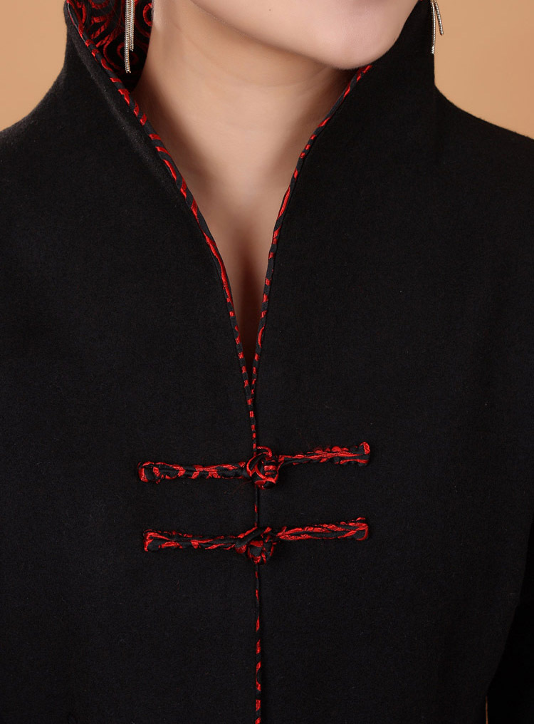 批发私人订制 新款黑色中长款直襟中年女士