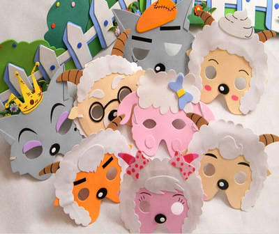 幼儿园eva卡通面具动物头饰亲子活动道具动物装扮面具喜洋洋
