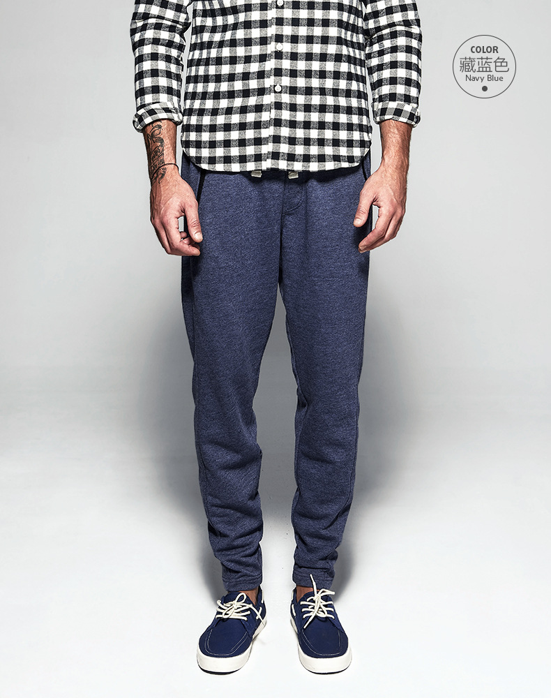 2016秋季新款 高端定制系绳休闲裤 男