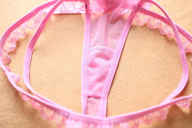 性感透明诱惑女士丁字裤t裤可爱少女蕾丝低腰透视内裤t7