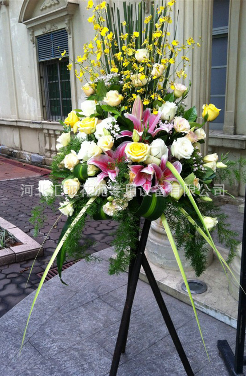 新款花店个性展示架批发 定制开业花篮专用三脚架 庆典花篮三角架