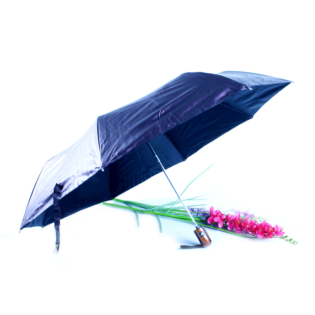 厂家直销三折色胶uv自动男女士商务遮阳伞 外贸雨伞批发订制