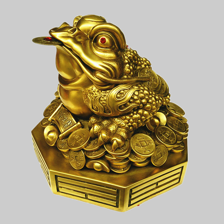 祥狮纯铜金蟾招财摆件 八卦金蝉蟾蜍玄关风水装饰工艺开业礼品