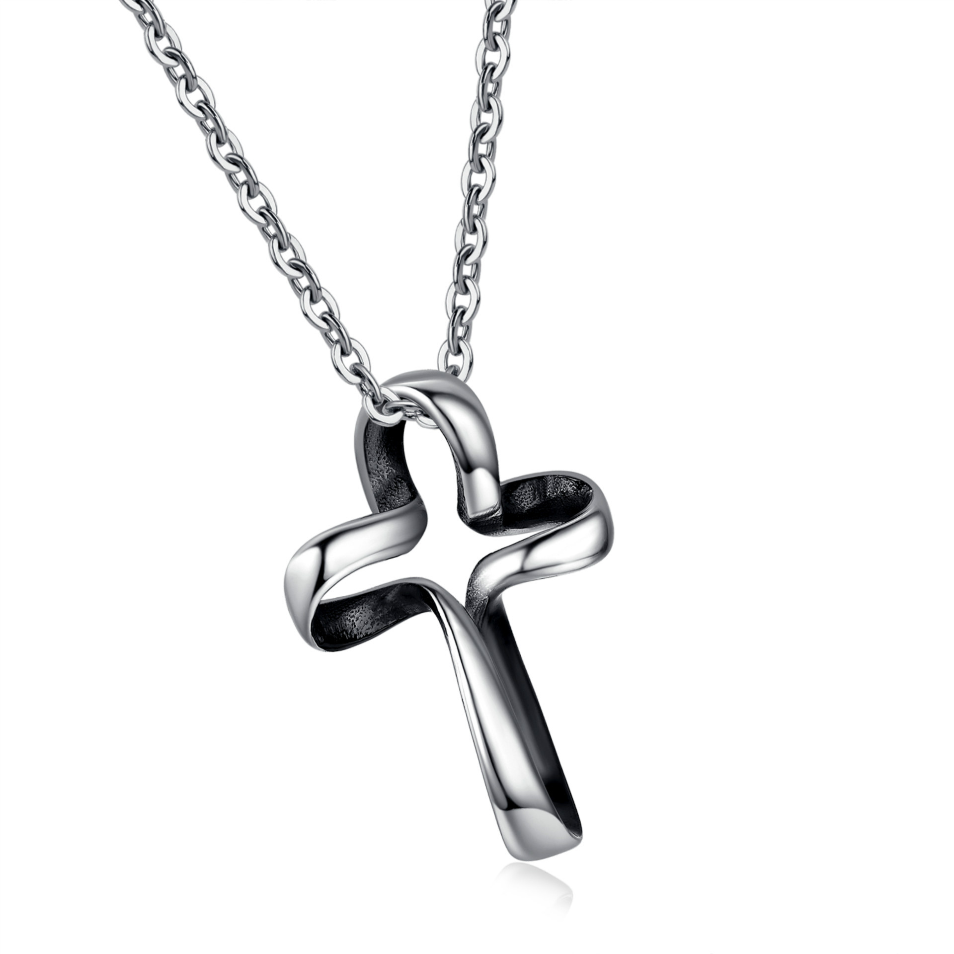 一件代发 韩版精美抛光 十字架项坠吊坠 钛钢情侣项链吊坠p181