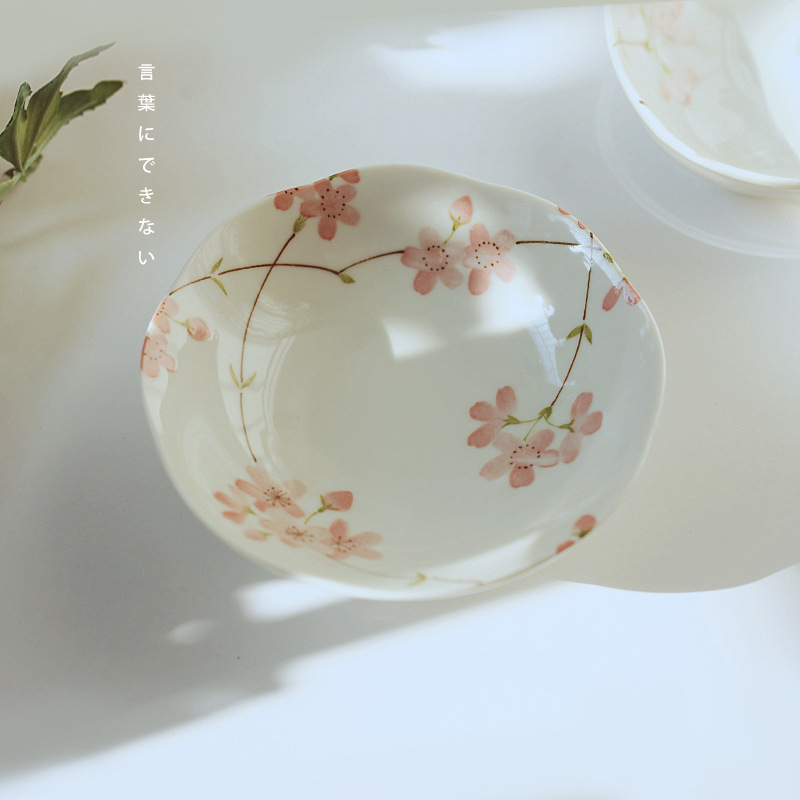 日本进口釉下彩陶瓷花卉花碟子 点心碟 干果碟 蛋糕盘 小菜碟 盘