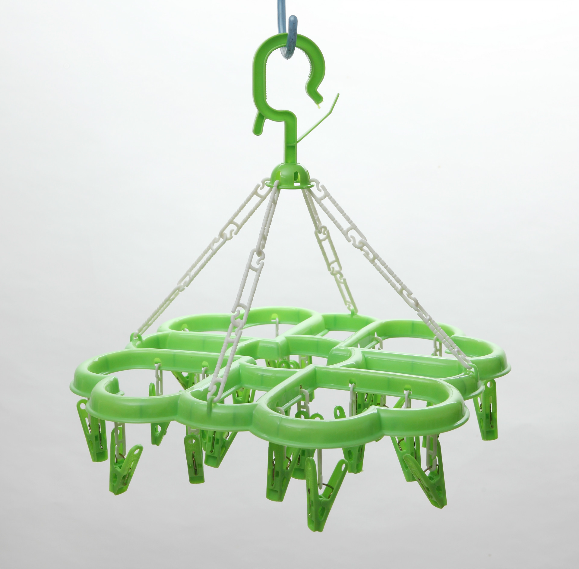 多功能大中小凉晒衣架内衣袜子塑料衣架24夹梅花形正方形】价格,厂家