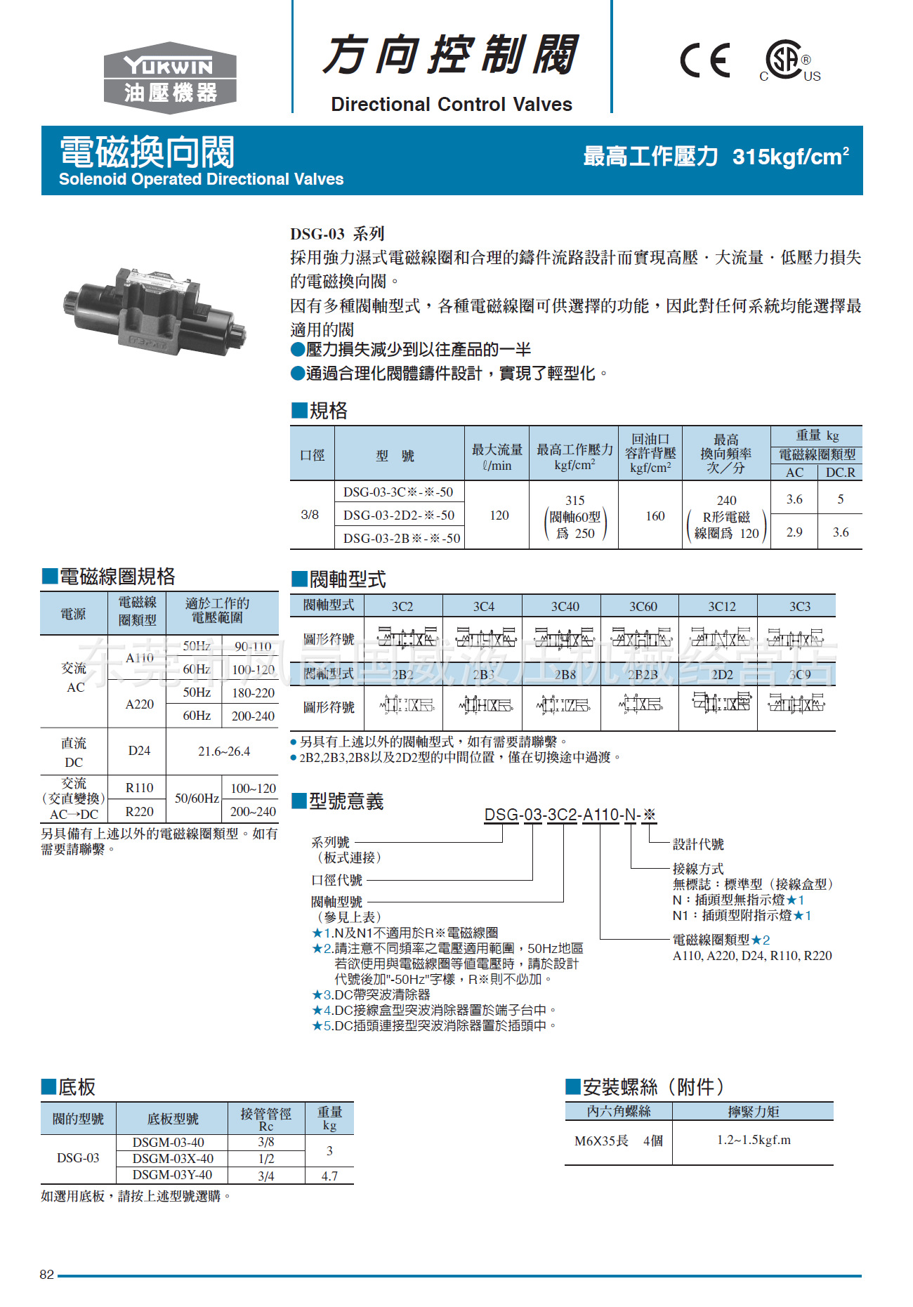 销售yukwin品牌dsg-03-3c2液压电磁阀|电磁阀代替油研系列